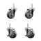Service Caster 35 Inch Gray Polyurethane Wheel Swivel 34 Inch Threaded Stem Caster Set 2 Brakes SCC SCC-TS20S3514-PPUB-34212-2-TLB-2 - alternate 1